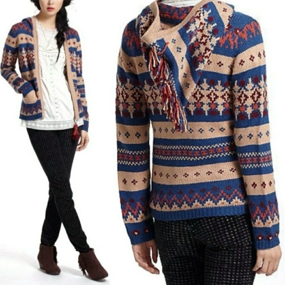Anthropologie Sweaters - Anthropologie‎ Sparrow Fair Isle Hooded Cardigan